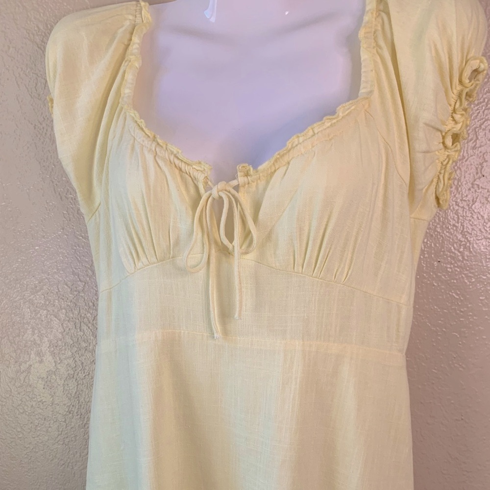 Cotton On Y2K Butter Yellow Linen Blend Milkmaid Babydoll Dress Size XS - Picture 4 of 10